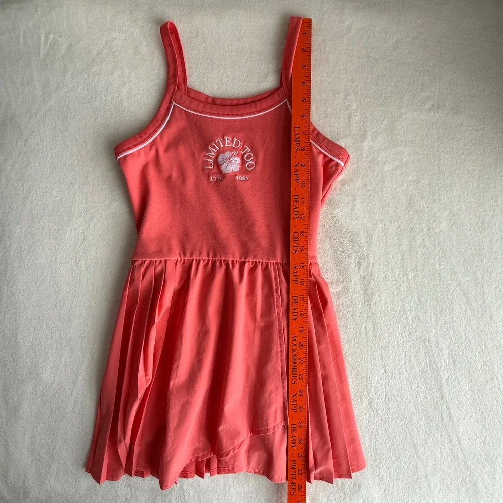 Limited‎ Too Girls Sporty Tennis Summer Dress L 12-14 Coral Biker Shorts Lined